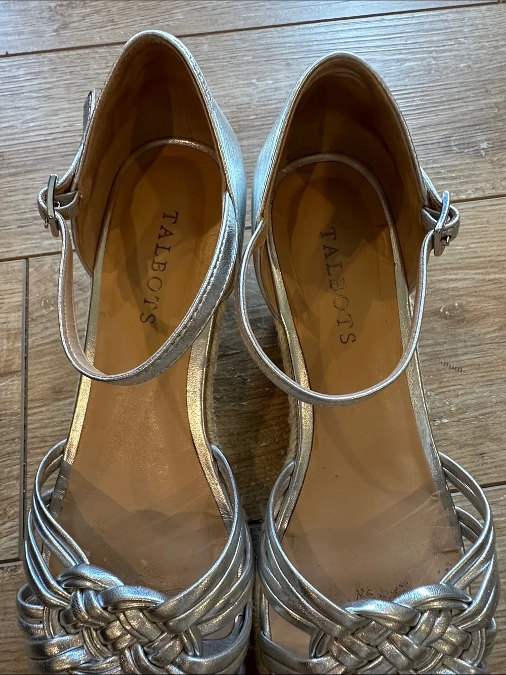 Talbots Silver Lyndsay Woven Espradilles Wedges Size 8